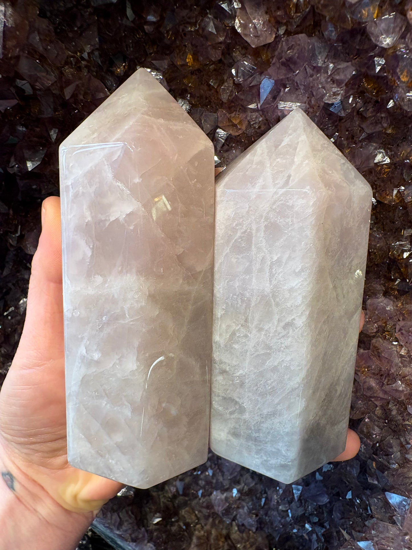 Lavender Rose Quartz tower 4.5-5 iches tall
