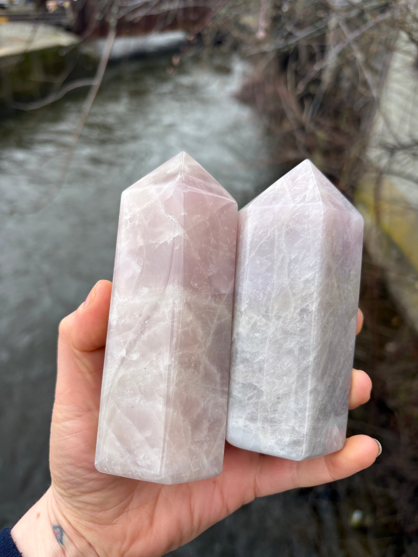 Lavender Rose Quartz tower 4.5-5 iches tall