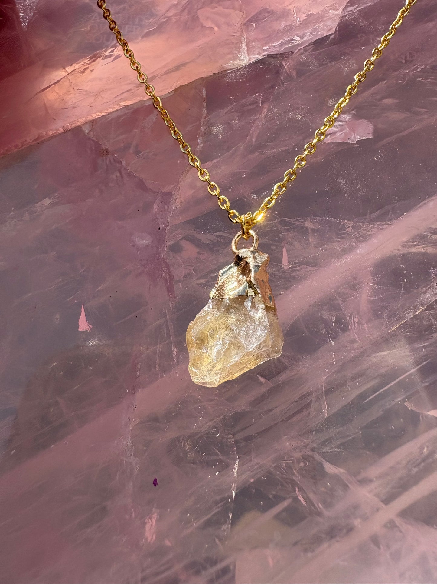 Raw Gold Plated Crystal Necklace