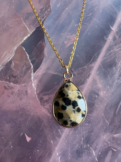 Faceted Tear Drop Gold Crystal Necklace