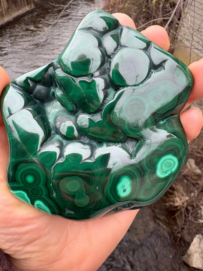 Malachite Freeform – Hand-Polished | Deep Green Crystal for Heart Chakra Healing & Transformation