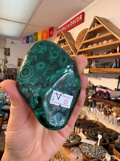 Malachite Freeform – Hand-Polished | Deep Green Crystal for Heart Chakra Healing & Transformation