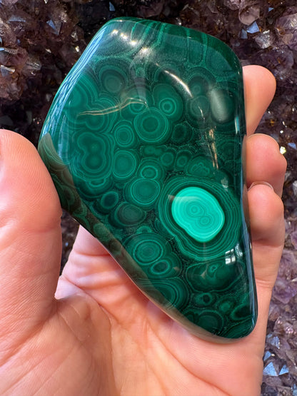 Malachite Freeform – Hand-Polished | Deep Green Crystal for Heart Chakra Healing & Transformation