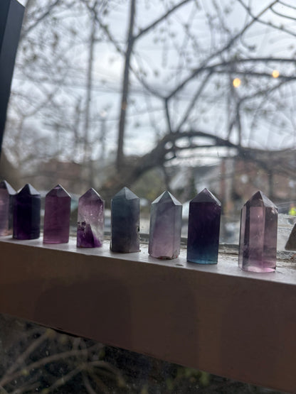 Rainbow Fluorite Mini Tower (1–2 Inch) – Clarity & Focus Crystal