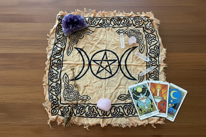 Yellow Altar Cloth with Pentacles or Om Symbol