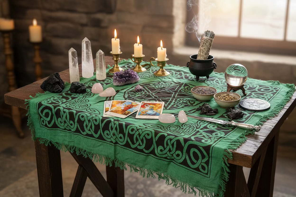 Green Altar Cloth with Om