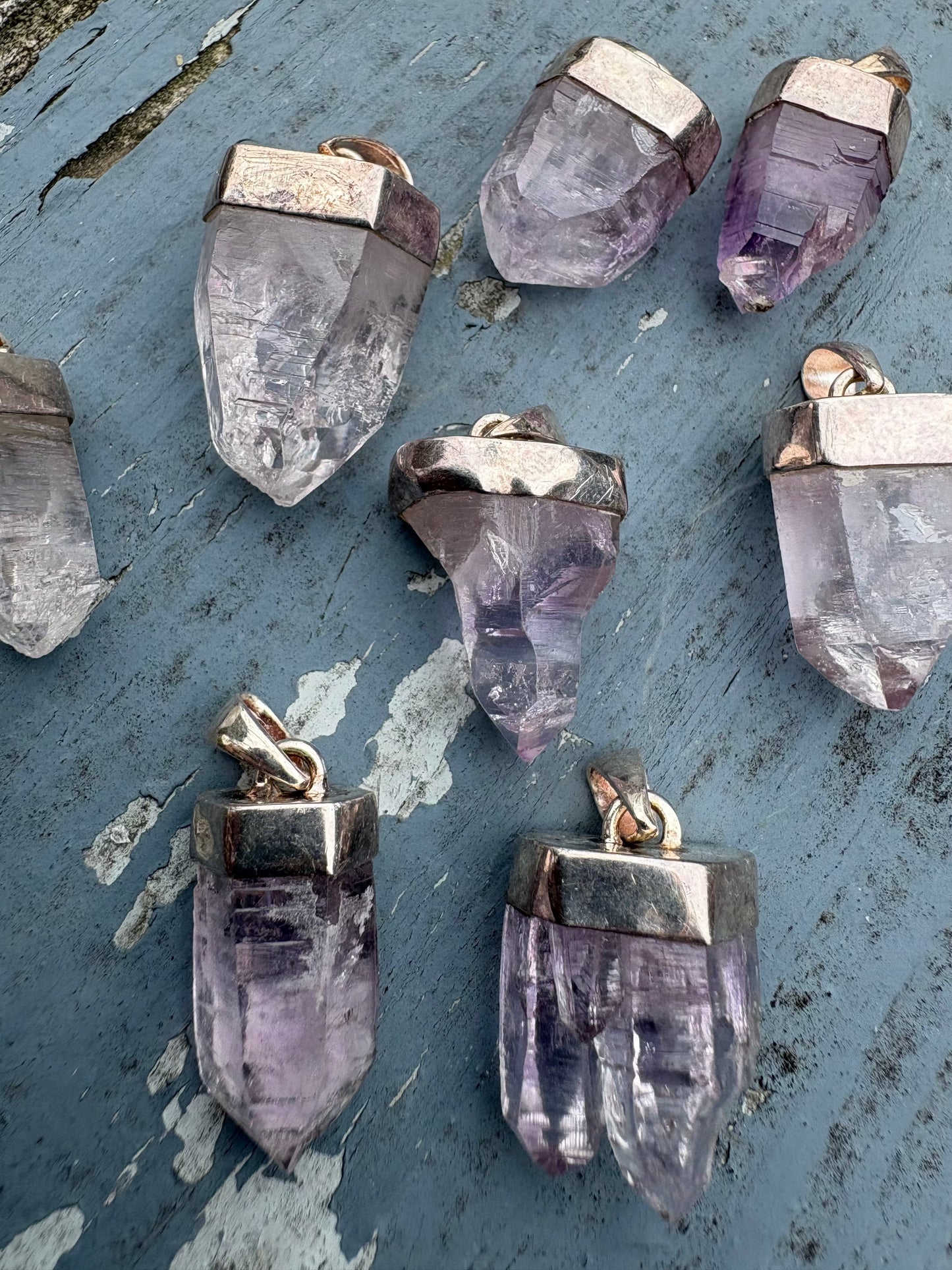 Raw amethyst pendant featuring a natural Vera Cruz amethyst crystal set in sterling silver.