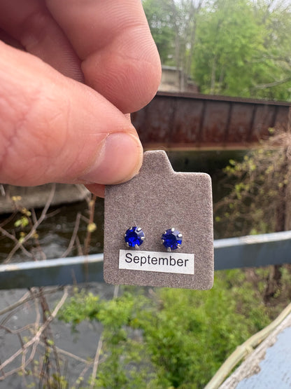 Birthstone Earring Set – Sterling Silver Dipped Crystal Stud Collection