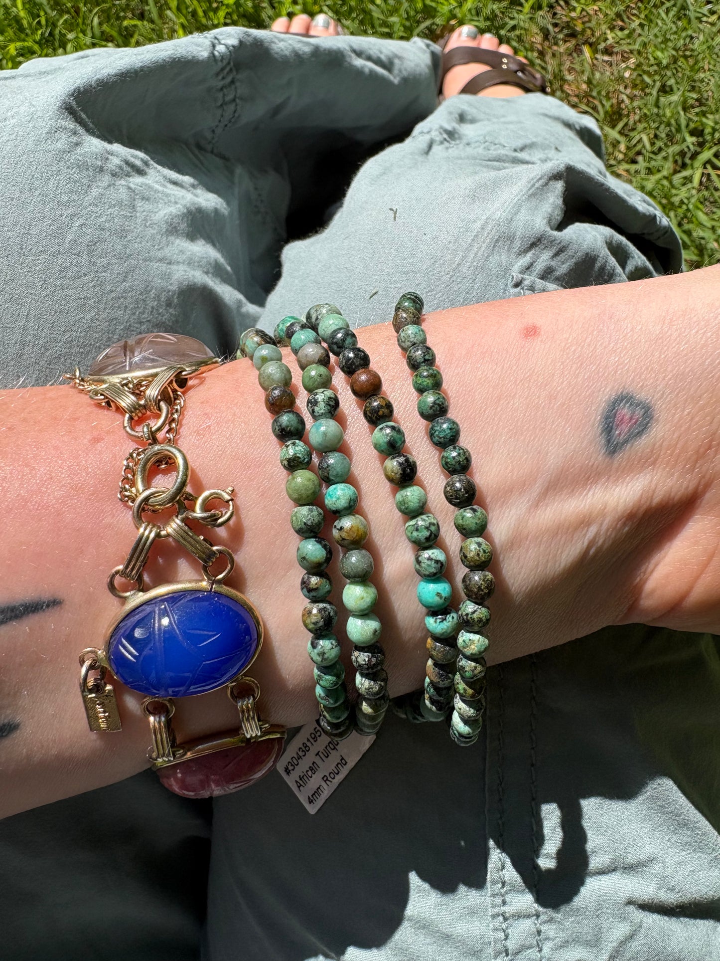 African Turquoise Bracelet 4mm
