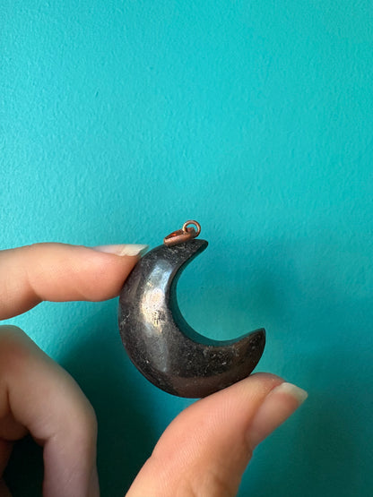 *Shungite Moon Pendant