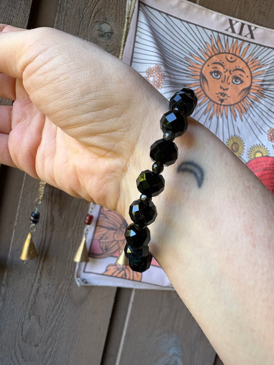 Black Obsidian faceted 8mm Bracelet