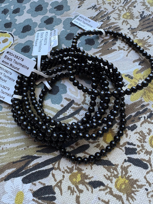 Black Tourmaline 4 mm Bracelt