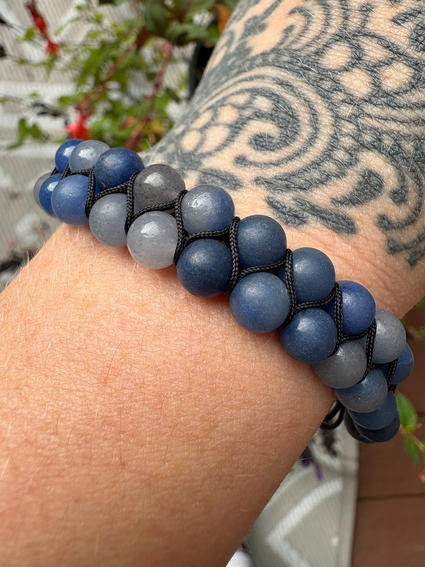 Blue Aventurine Double Row Adjustable Bracelet