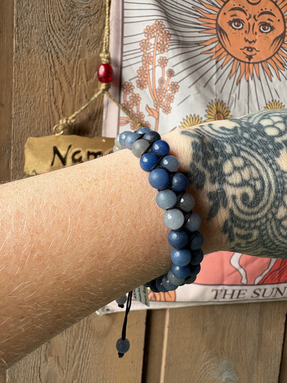 Blue Aventurine Double Row Adjustable Bracelet