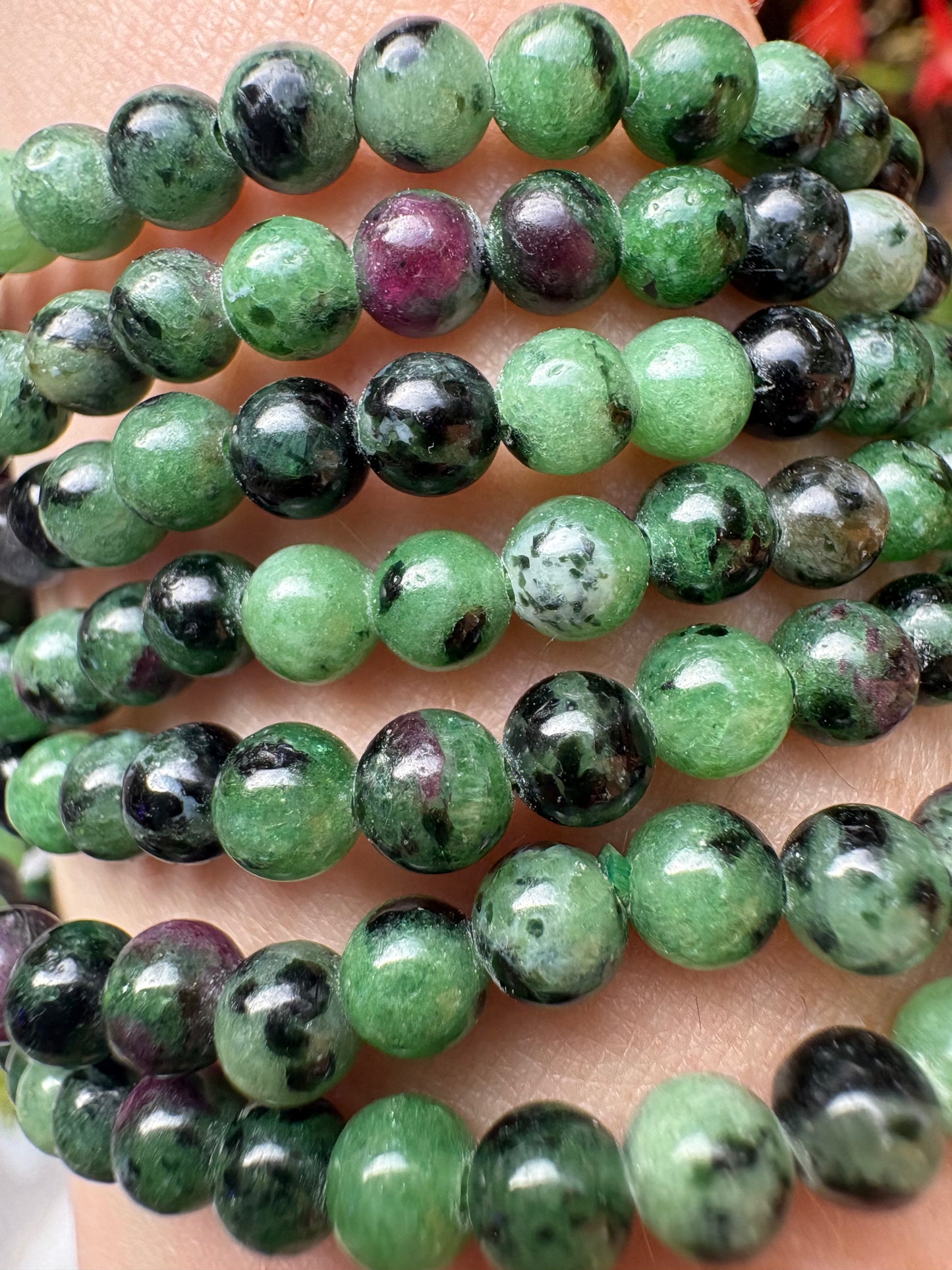Ruby Zoisite 4mm Bracelet