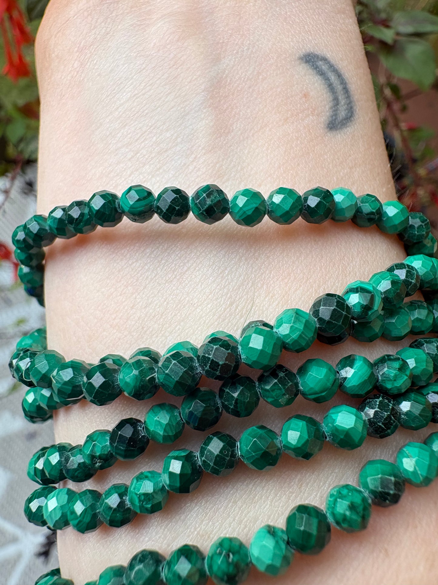 Malachite faceted 4mm Bracelet