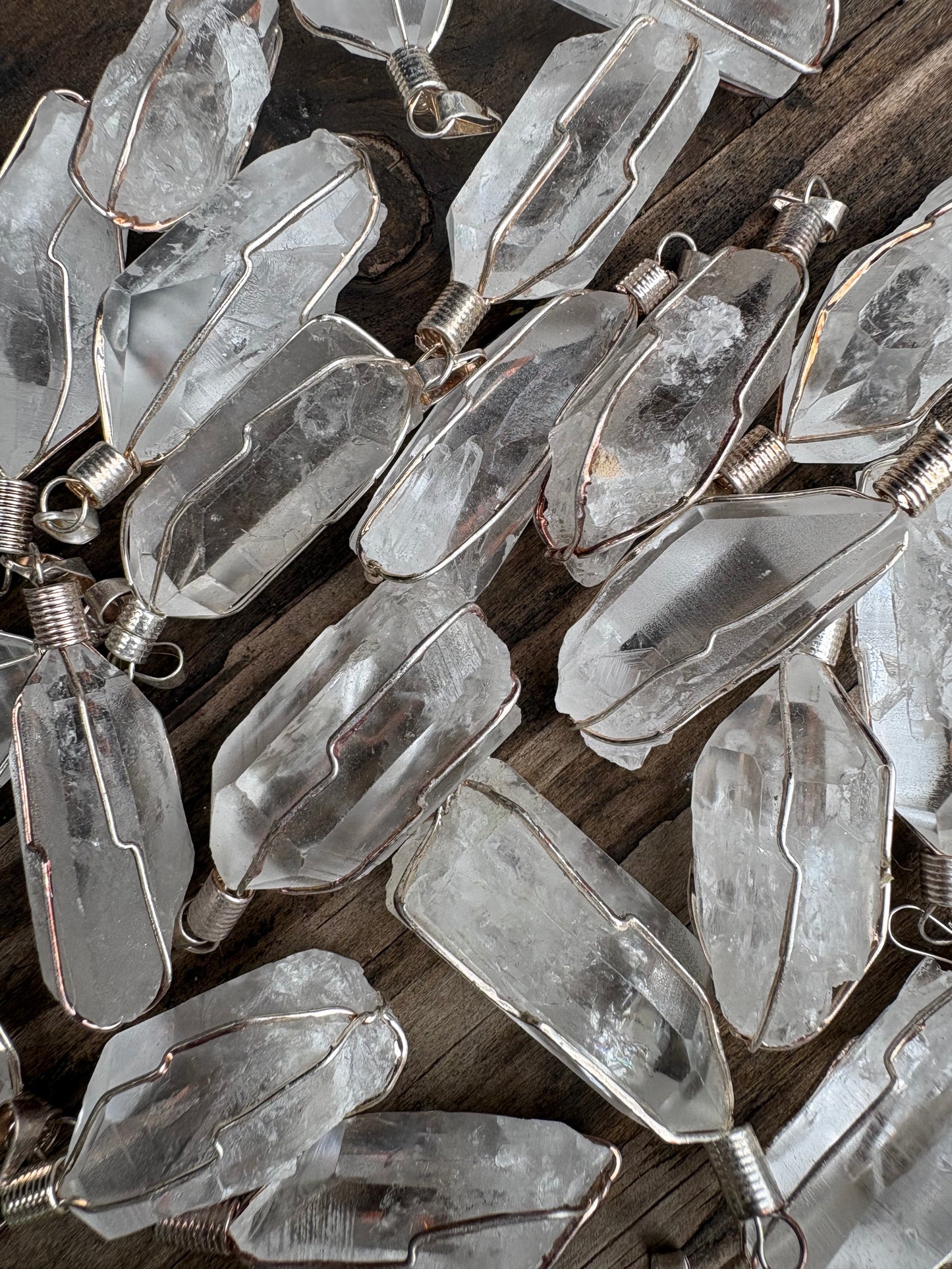 Raw Clear Quartz Wire Wrap Pendant