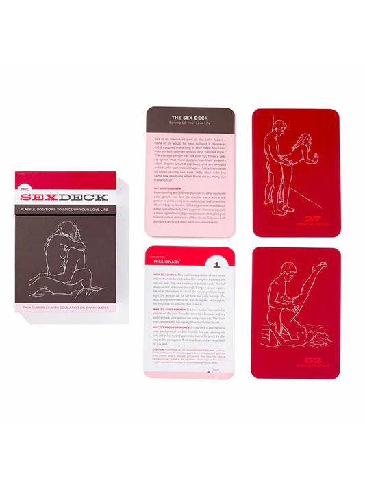 Sex Deck card game with playful position instructions and illustrations to spice up love life