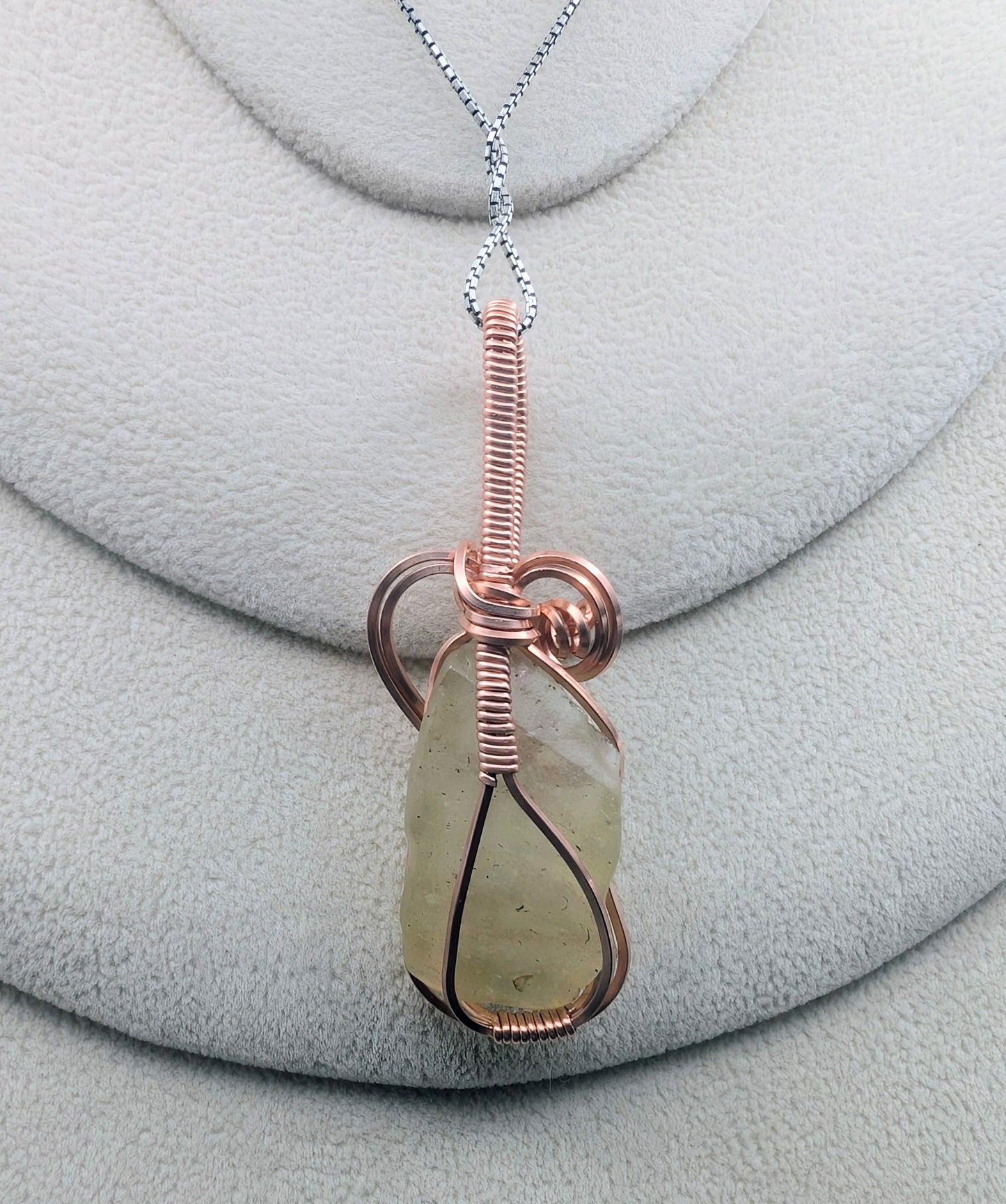 Artisan Hand Wrapped Raw Copper Libyan Desert Glass Pendant Necklace