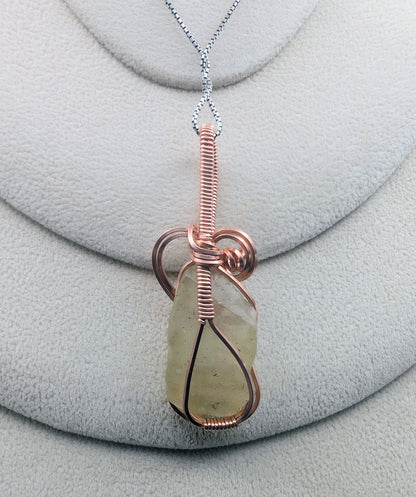 Artisan Hand Wrapped Raw Copper Libyan Desert Glass Pendant Necklace