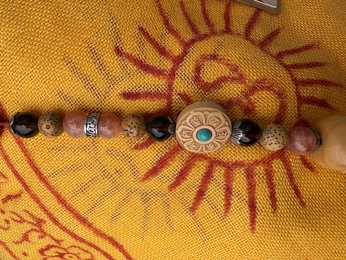 Strength of Mind Sunstone & Smoky Quartz Meditation Necklace