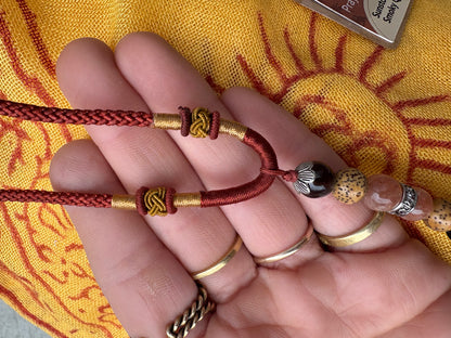 Strength of Mind Sunstone & Smoky Quartz Meditation Necklace