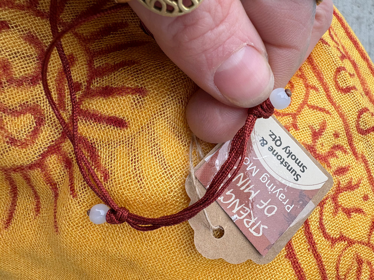 Strength of Mind Sunstone & Smoky Quartz Meditation Necklace