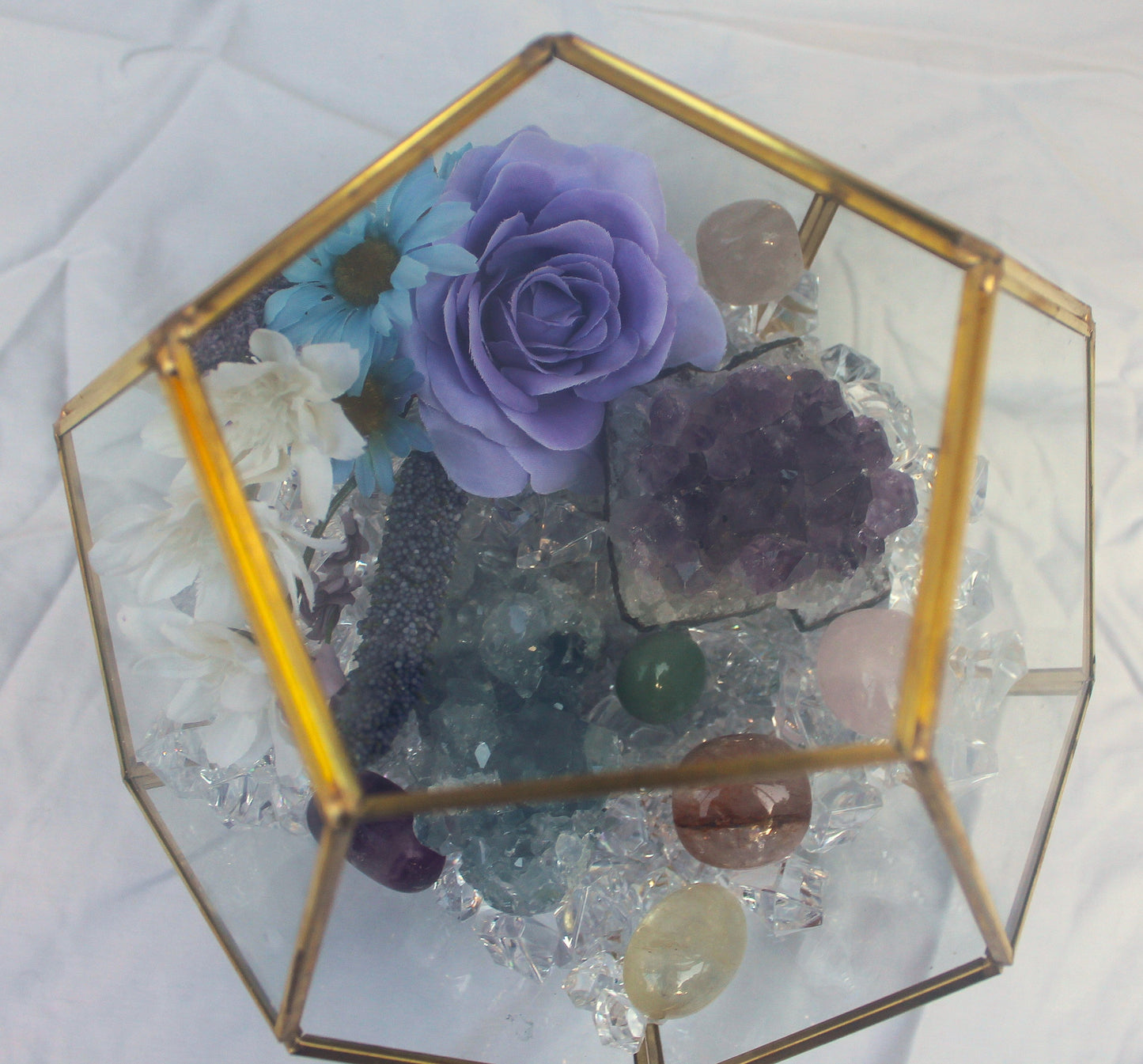 Crystal Geode Terrarium Celestite and Amethyst - TSS Crystal Bouquet