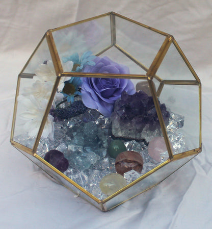 Crystal Geode Terrarium Celestite and Amethyst - TSS Crystal Bouquet