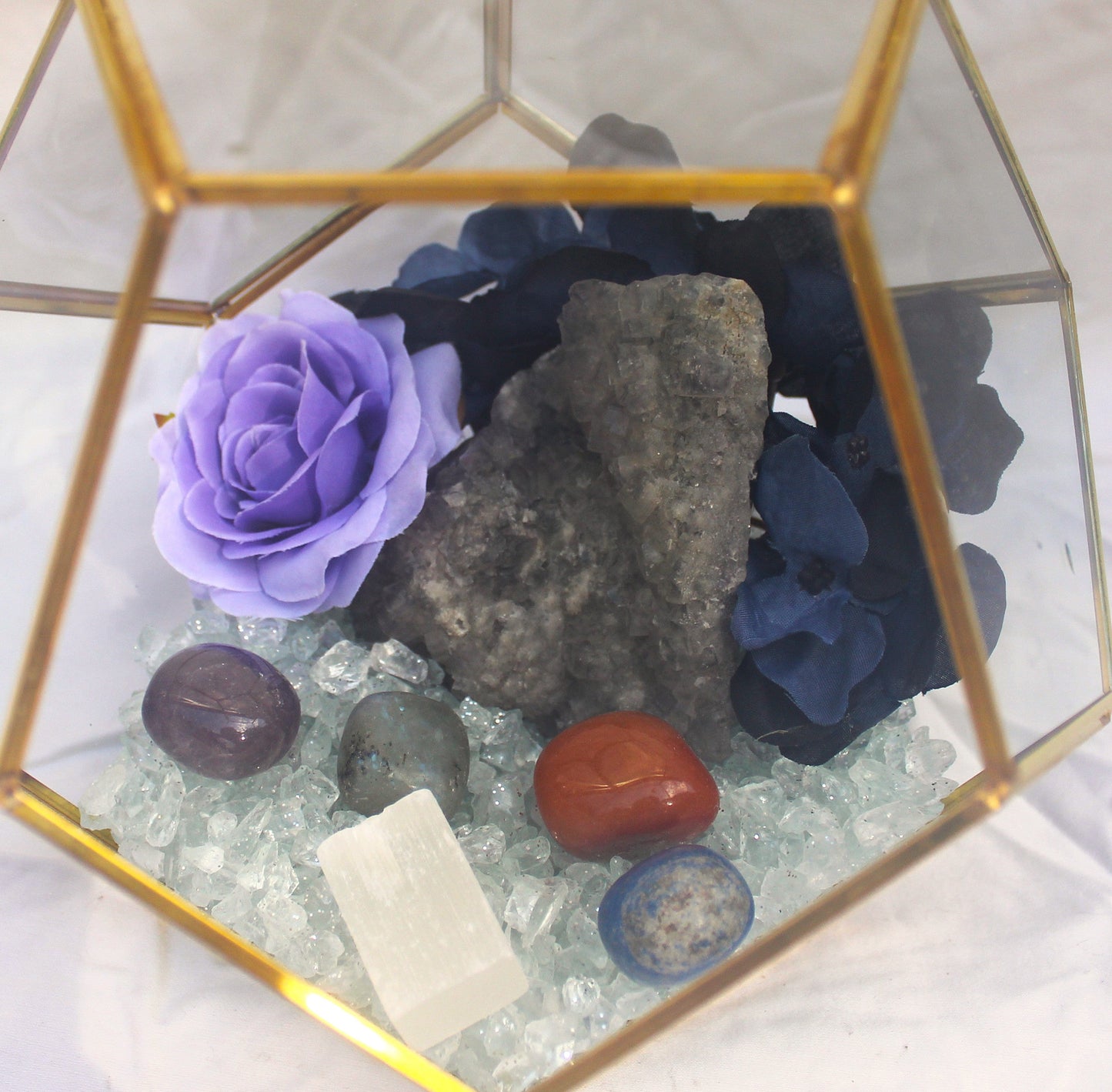 Crystal Geode Terrarium Raw Fluorite - Crystal Clear