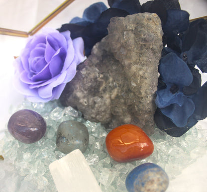 Crystal Geode Terrarium Raw Fluorite - Crystal Clear