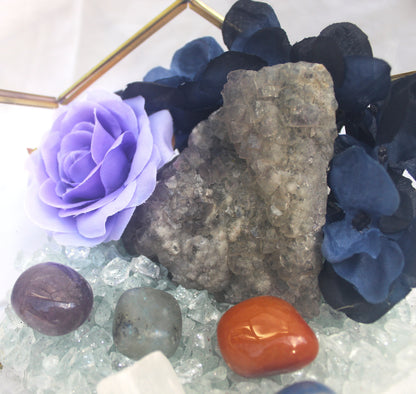 Crystal Geode Terrarium Raw Fluorite - Crystal Clear