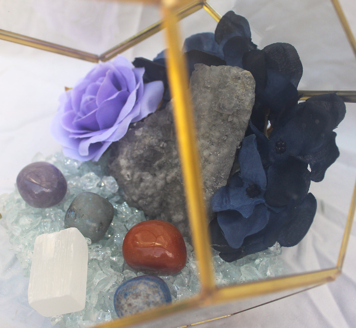 Crystal Geode Terrarium Raw Fluorite - Crystal Clear