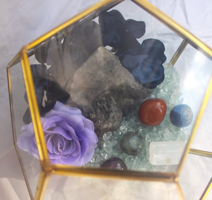 Crystal Geode Terrarium Raw Fluorite - Crystal Clear