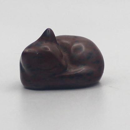 Mahogany Obsidian Sleeping Cat