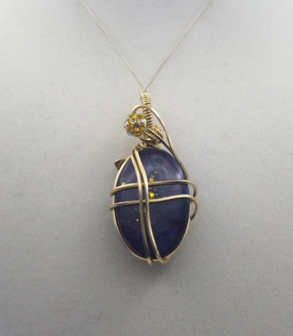 Gold Malachite Resin Flower Pendant Necklace