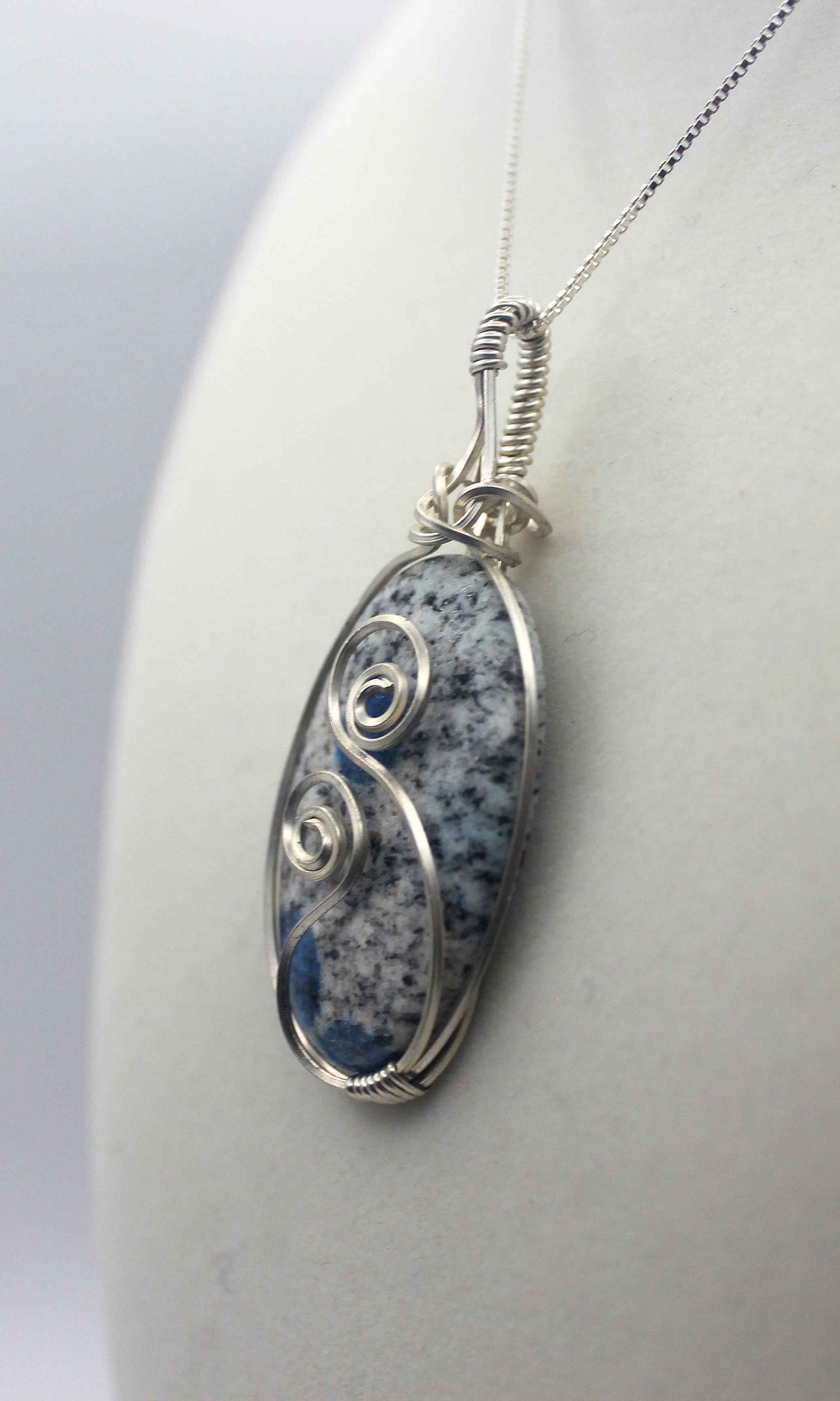 Argentium Silver K2 "Blueberry" Jasper Pendant Necklace