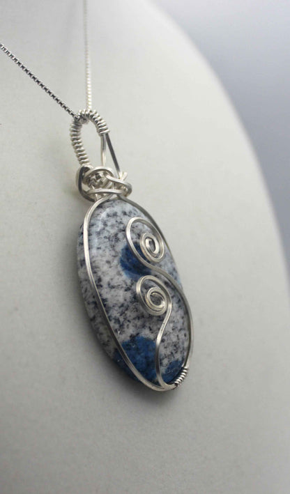 Argentium Silver K2 "Blueberry" Jasper Pendant Necklace