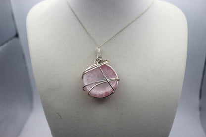 Argentium Silver Resin Dried Pink Flower Pendant Necklace