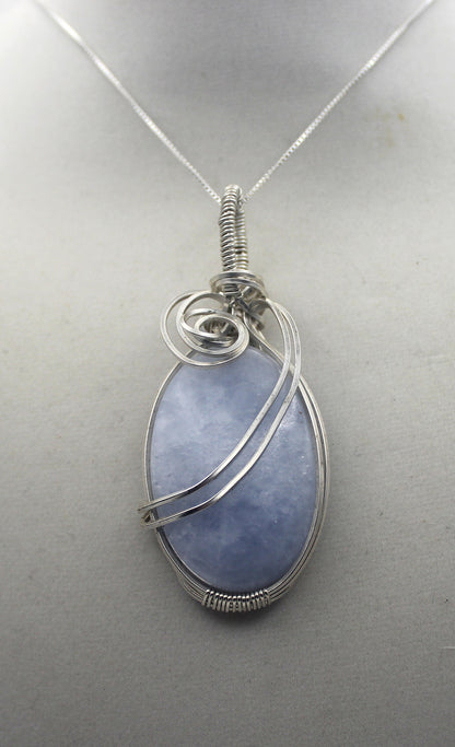 Argentium Silver Angelite Pendant Necklace