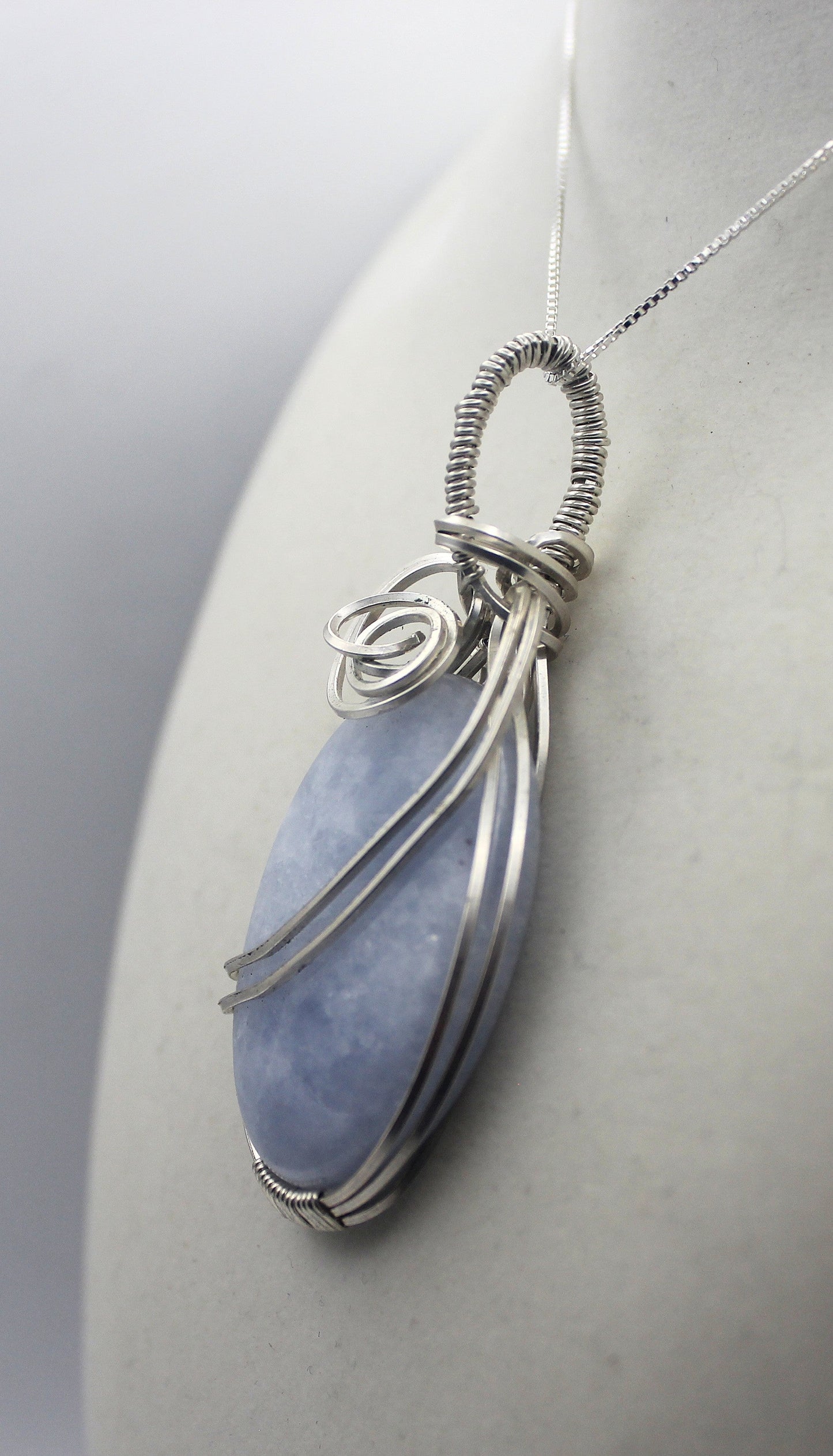 Argentium Silver Angelite Pendant Necklace