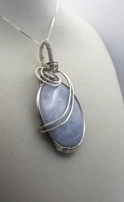 Argentium Silver Angelite Pendant Necklace