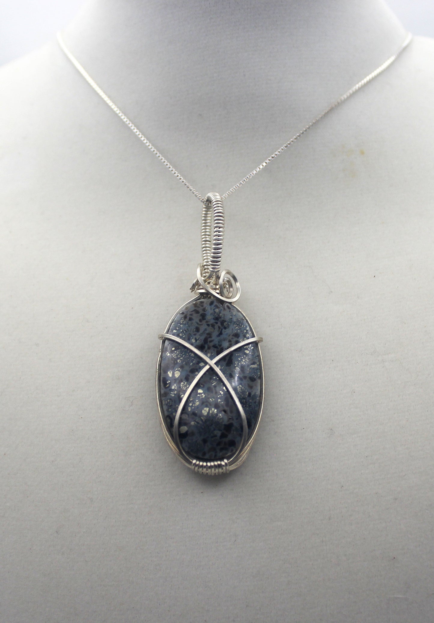 Argentium Silver Black Marcasite Pendant Necklace