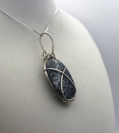 Argentium Silver Black Marcasite Pendant Necklace