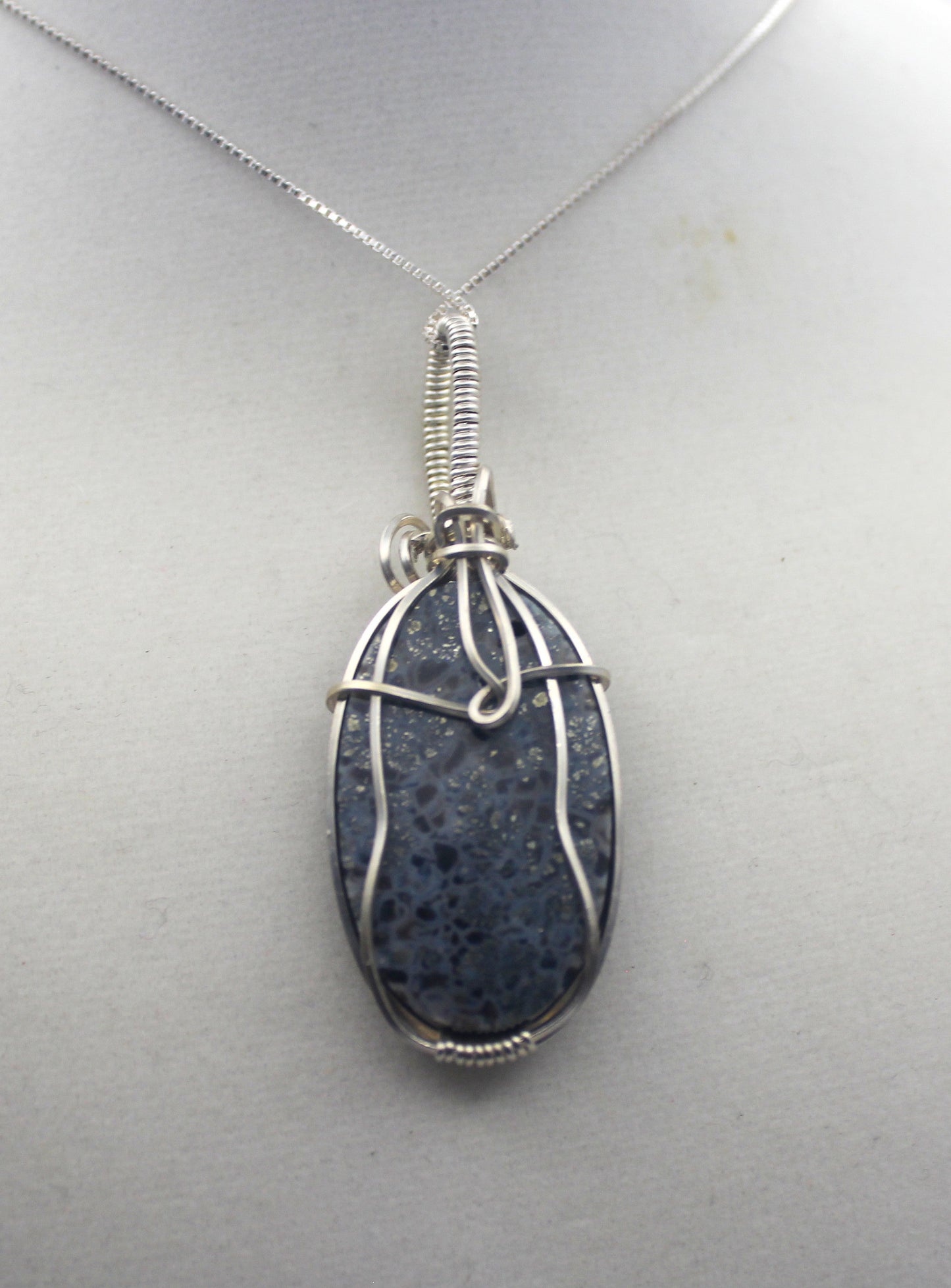 Argentium Silver Black Marcasite Pendant Necklace