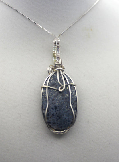 Argentium Silver Black Marcasite Pendant Necklace