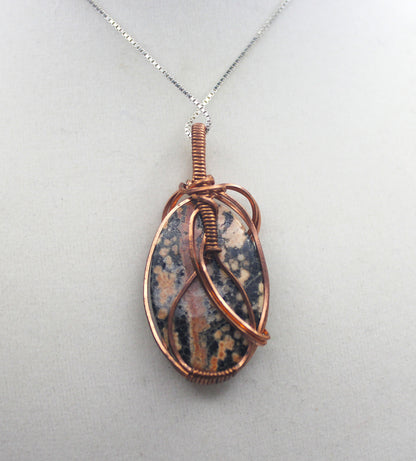 Raw Copper Firework Obsidian Pendant Necklace