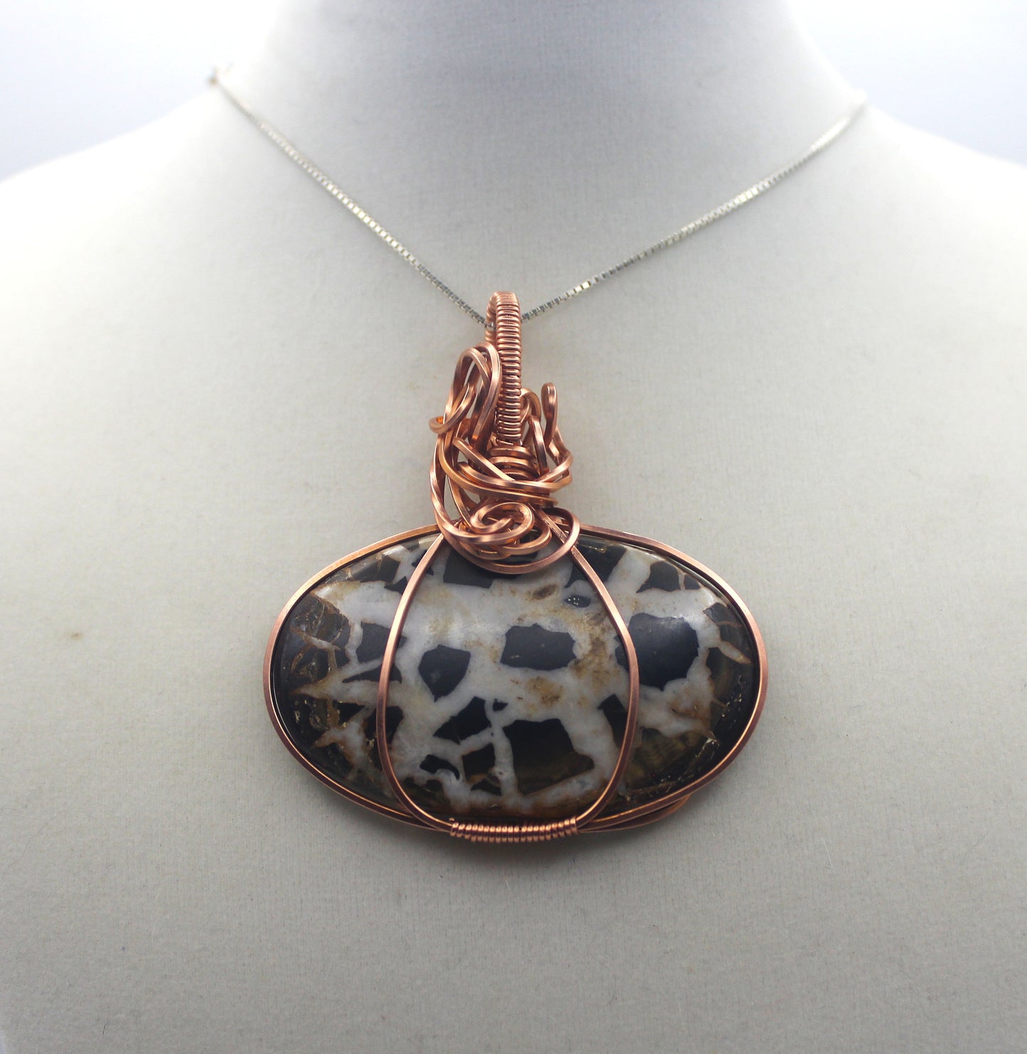 Raw Copper Septarian Pendant Necklace- Statement Piece