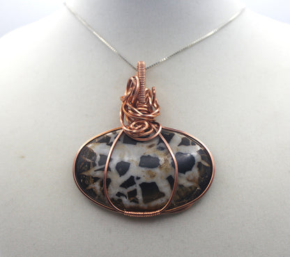 Raw Copper Septarian Pendant Necklace- Statement Piece