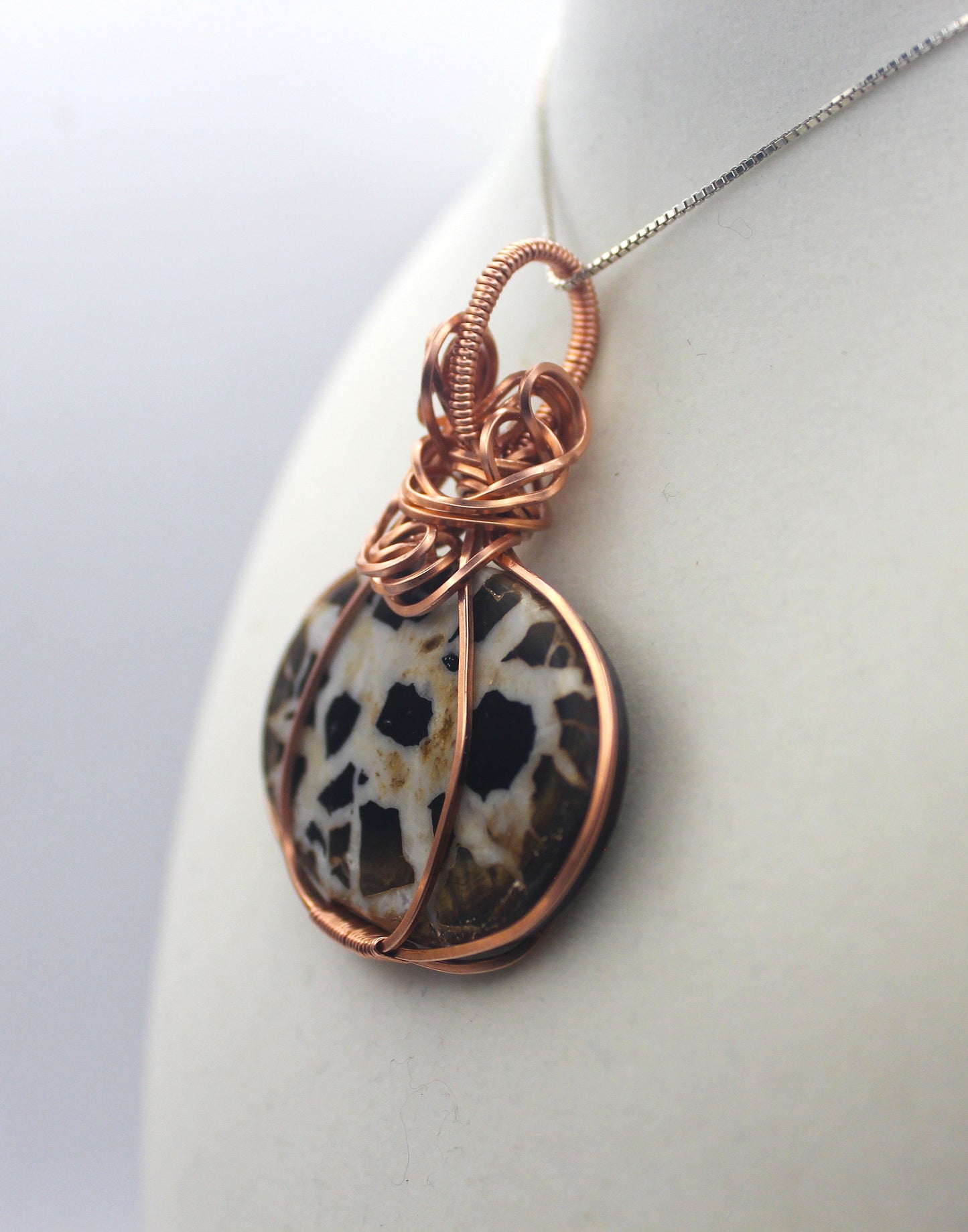 Raw Copper Septarian Pendant Necklace- Statement Piece